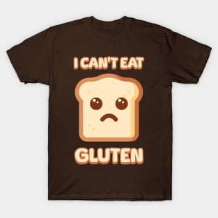 I Cant Eat Gluten Cute Bread Cartoon T-Shirt